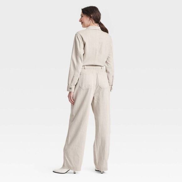 Universal Thread - Women's Denim Baggy Jumpsuit - Universal Thread Of Off-White - Picture 2 of 3